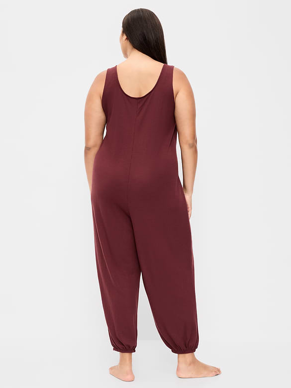 Waffle-Knit Harem-Leg Pajama Jumpsuit