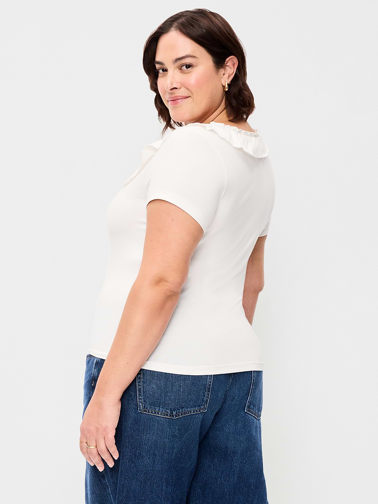Image number 8 showing, Lettuce-Edge Scoop-Neck Top