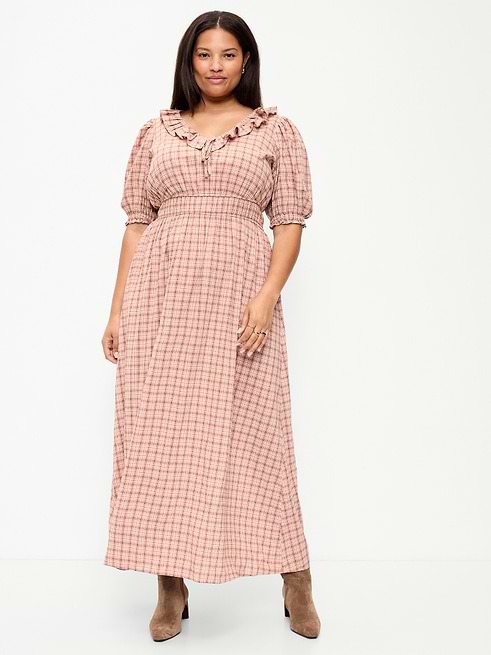 Ruffle-Trim Boho Maxi Dress