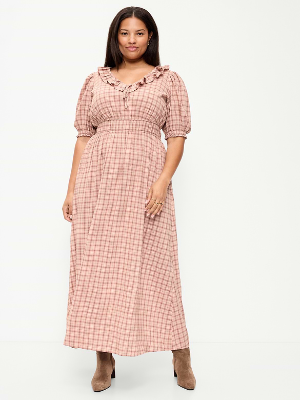 Ruffle-Trim Boho Maxi Dress