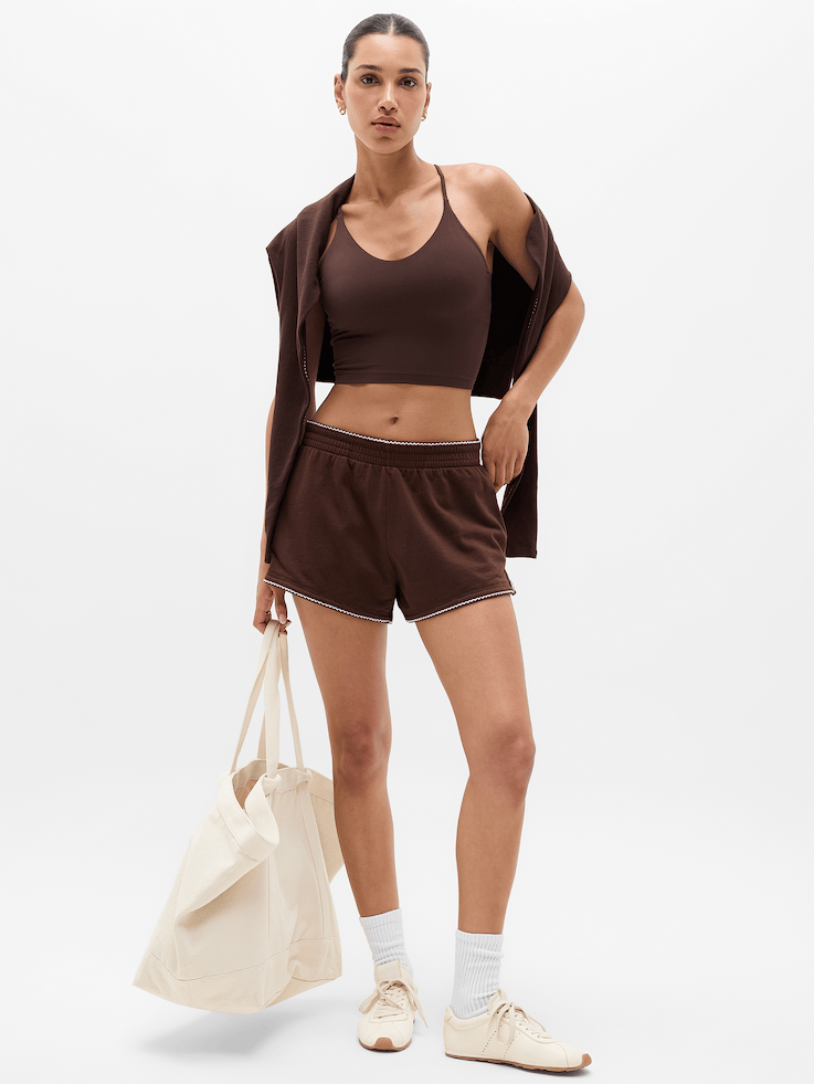 Image number 1 showing, Airy Cotton Terry Mid Rise Picot Shortie