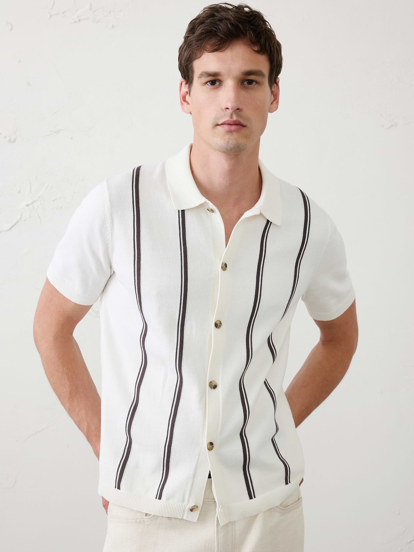 Image number 1 showing, Striped Button-Down Sweater Polo