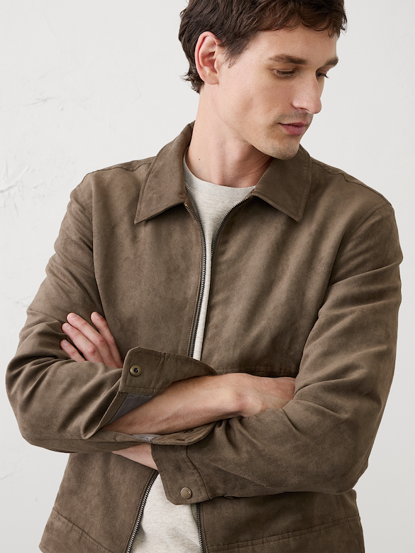 Vegan Suede Zip Jacket