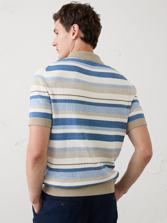 Textured Striped Sweater Polo