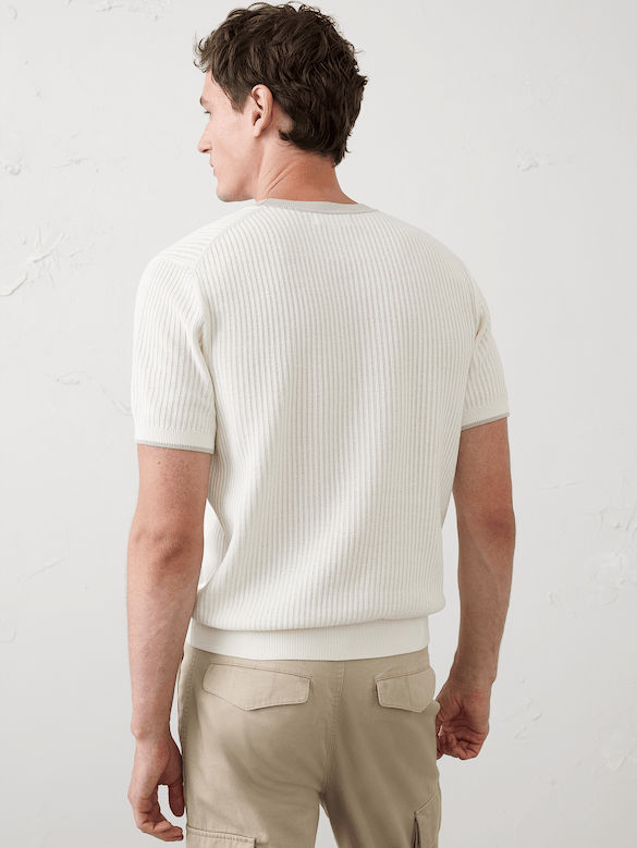 Contrast-Collar Sweater Top