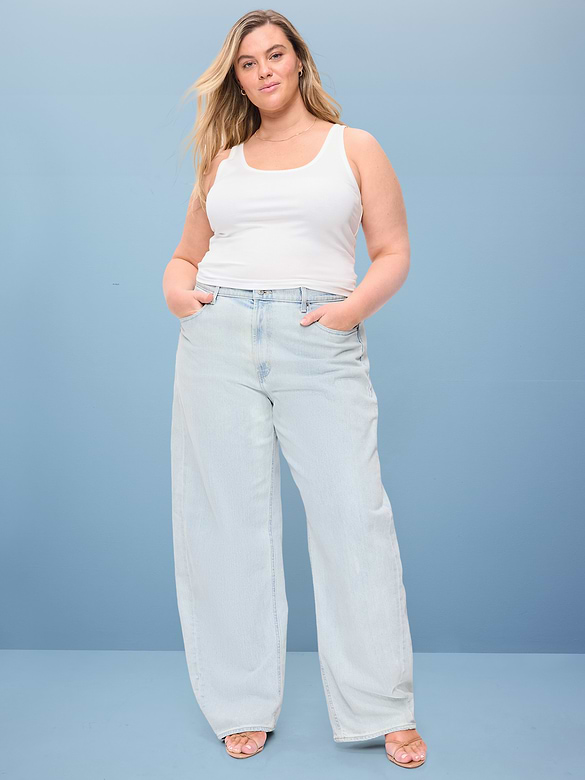 High-Waisted Rounded Wide-Leg Barrel Jeans