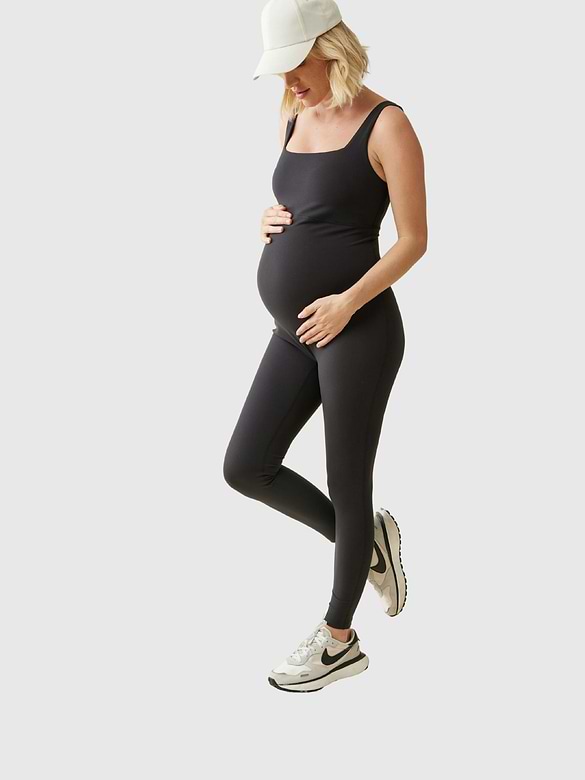 Ingrid and Isabel The Long Black Maternity Active Unitard Jumpsuit