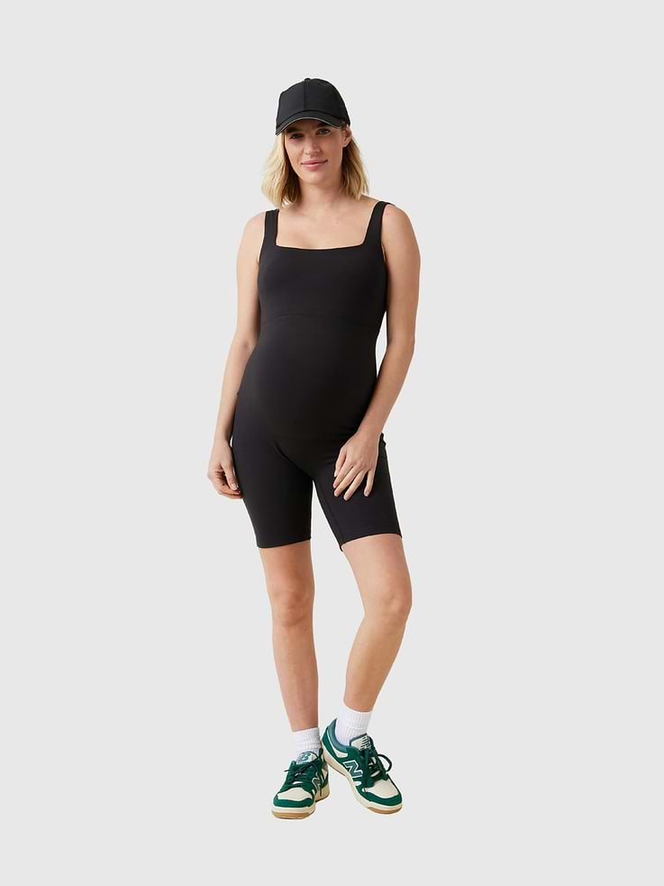 Image number 1 showing, Ingrid and Isabel The Short Maternity Active Unitard Jumpsuit