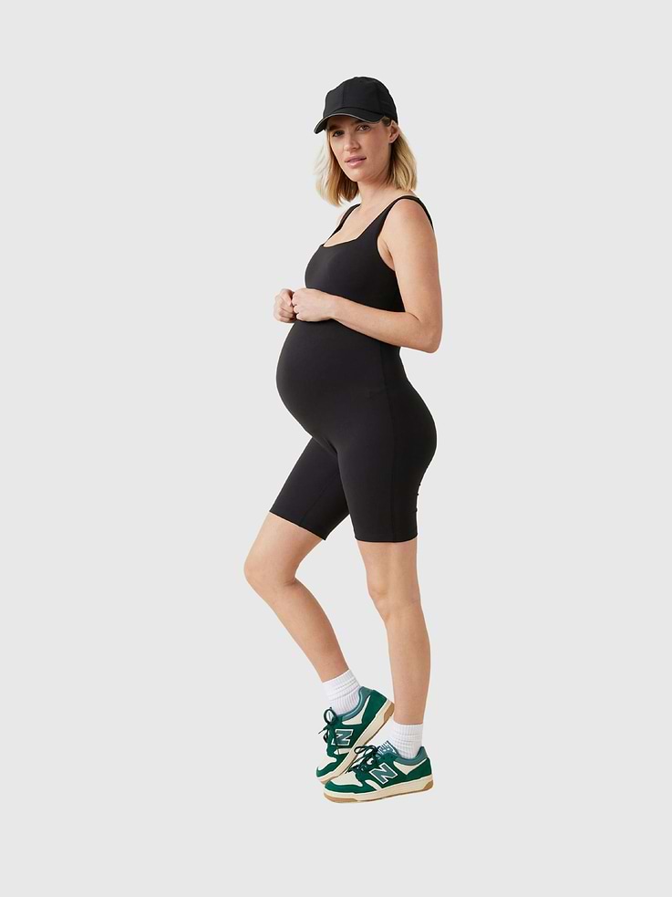 Image number 2 showing, Ingrid and Isabel The Short Maternity Active Unitard Jumpsuit