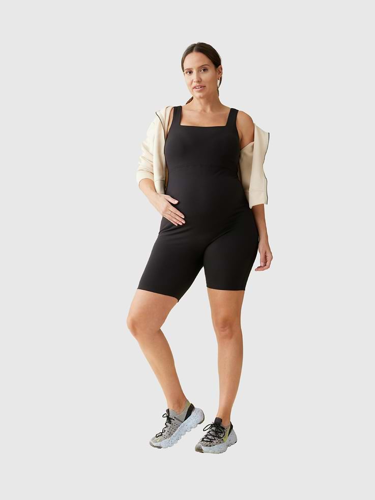 Image number 3 showing, Ingrid and Isabel The Short Maternity Active Unitard Jumpsuit
