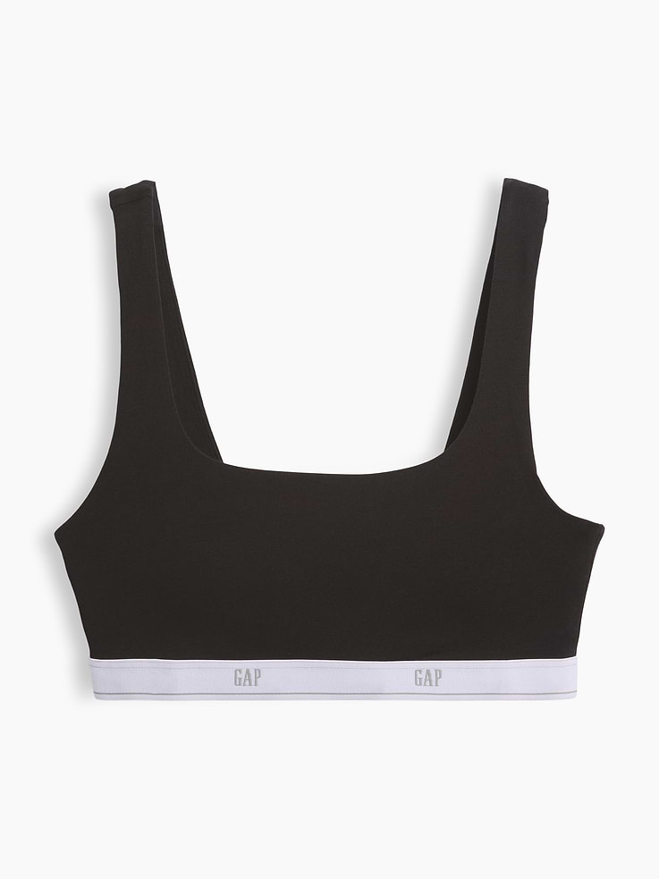 L'image numéro 6 présente Soutien-gorge léger en coton biologique extensible PureDouceur avec logo Gap