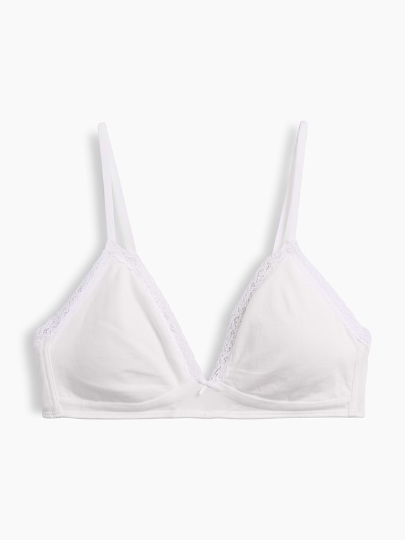 SoftMade Organic Stretch Cotton Lace-Trim Triangle Bralette