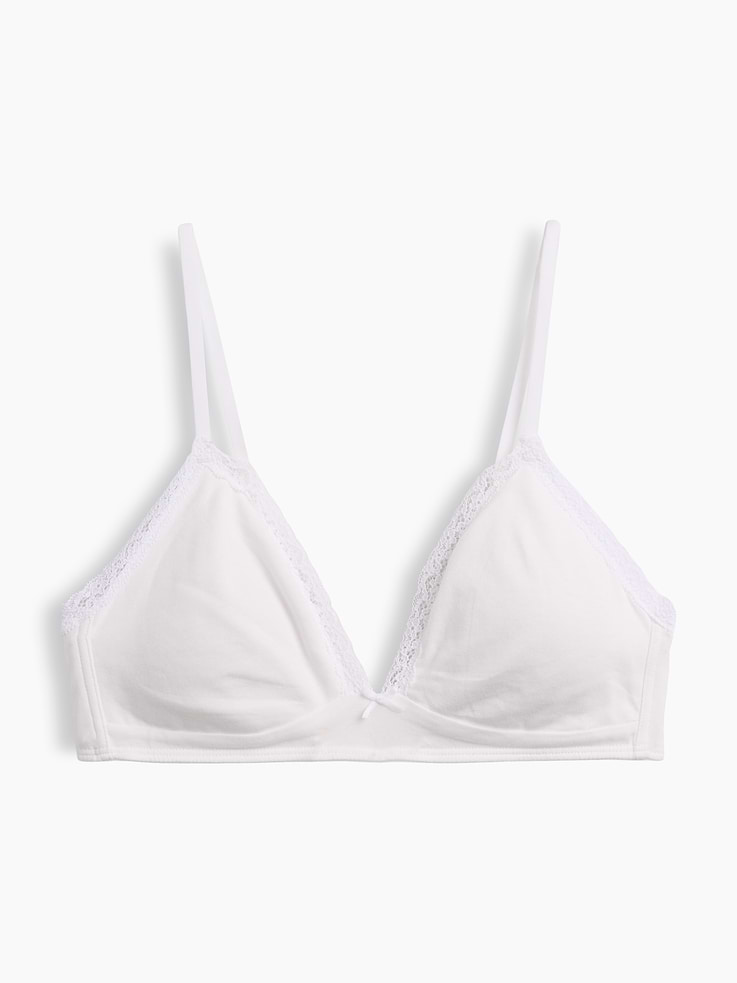 L'image numéro 6 présente Soutien-gorge léger à bonnets triangulaires en coton biologique extensible PureDouceur à bordure en dentelle