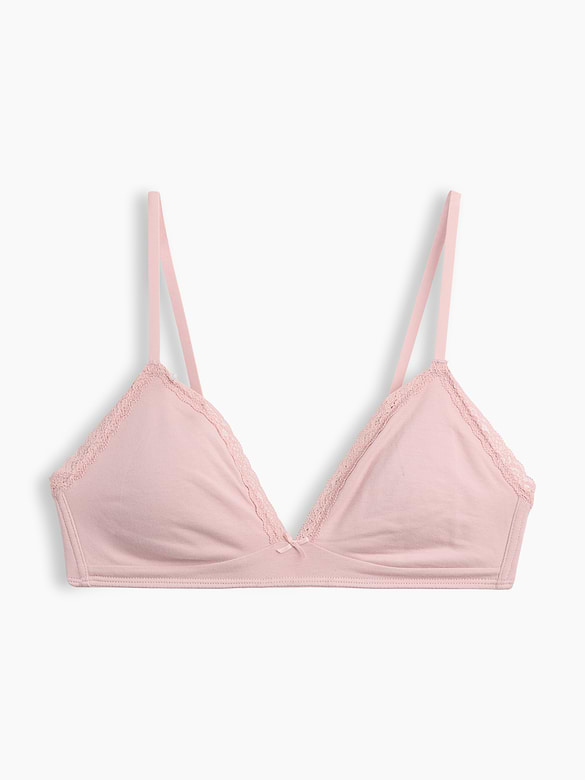 SoftMade Organic Stretch Cotton Lace-Trim Triangle Bralette