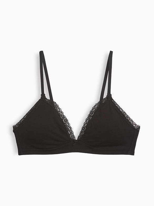 SoftMade Organic Stretch Cotton Lace-Trim Triangle Bralette