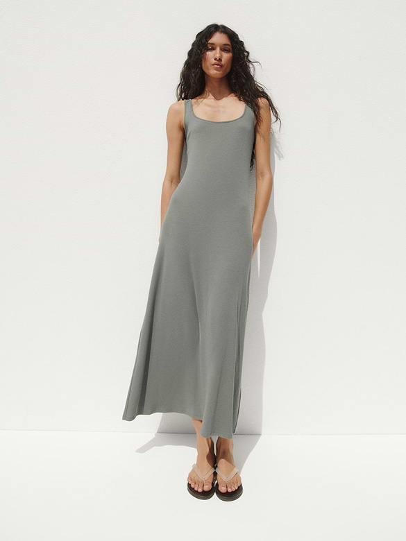 Modern Rib Square-Neck Maxi Dress