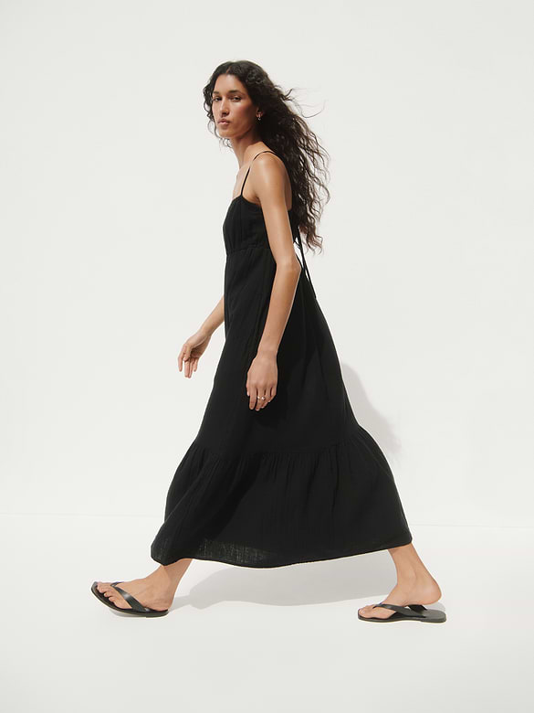 Cotton Gauze Tiered Empire Waist Dress