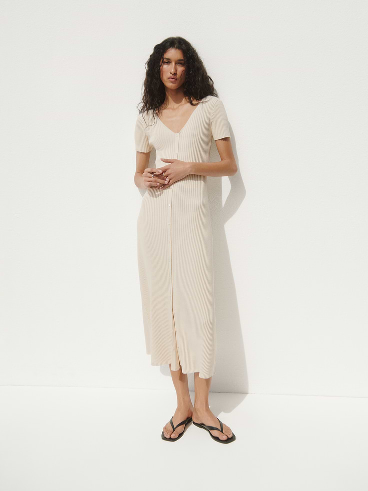 Image number 6 showing, Rib Button-Front Maxi Sweater Dress