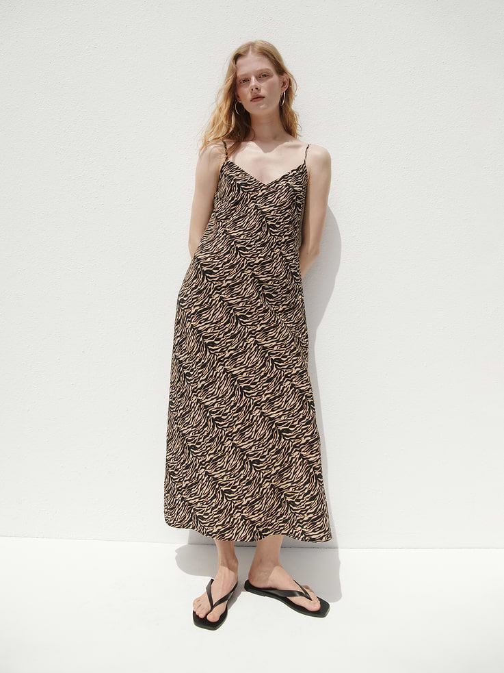 Image number 6 showing, Zebra Print Midi Slip Dress