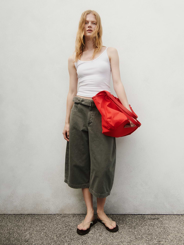 Image number 6 showing, Mid Rise Belted Culotte Barrel Pants