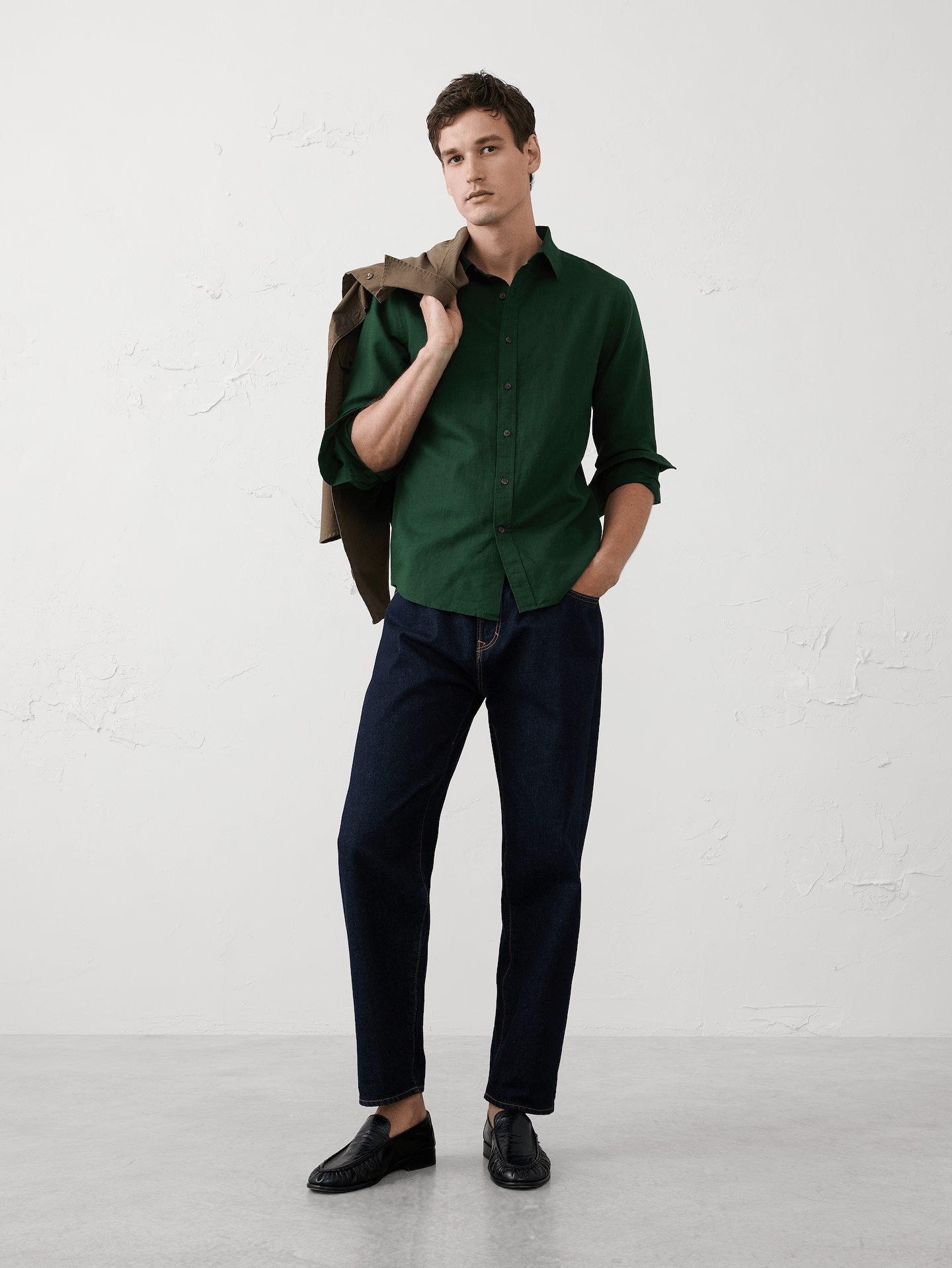 Image number 1 showing, Slim-Fit Linen-Blend Shirt