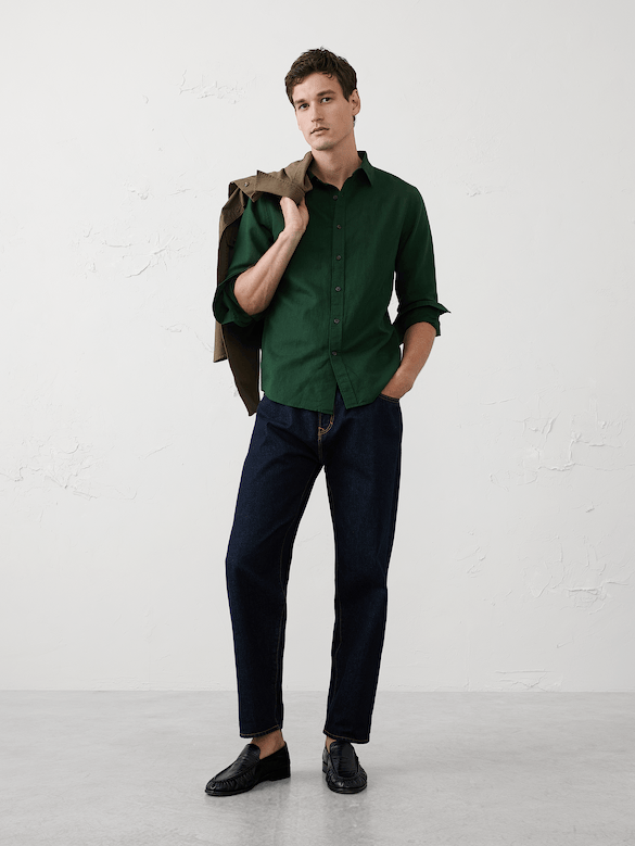 Slim-Fit Linen-Blend Shirt
