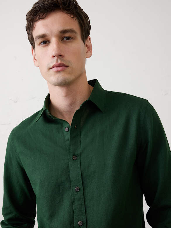 Slim-Fit Linen-Blend Shirt