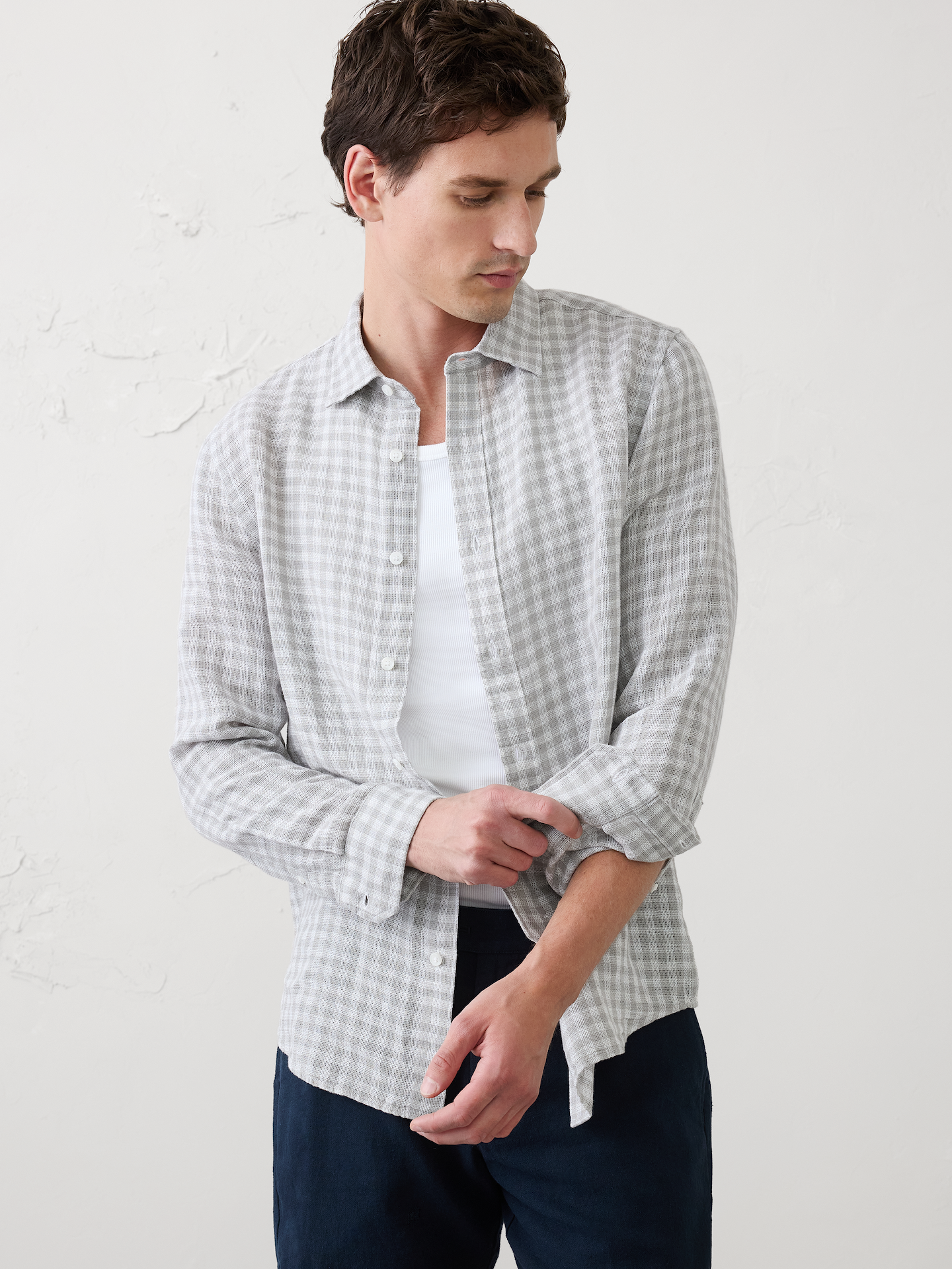 Image number 1 showing, Slim-Fit Linen-Blend Shirt