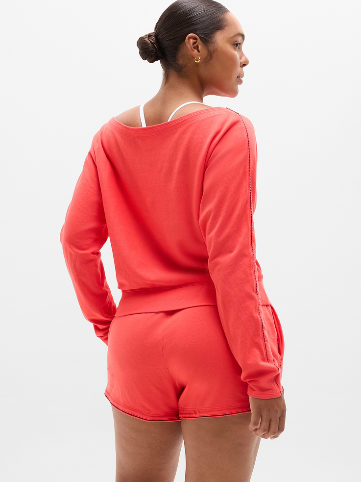 Image number 6 showing, Airy Cotton Terry Boatneck Picot Sweatshirt