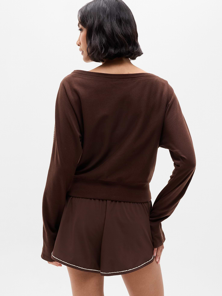 Image number 6 showing, Airy Cotton Terry Boatneck Picot Sweatshirt