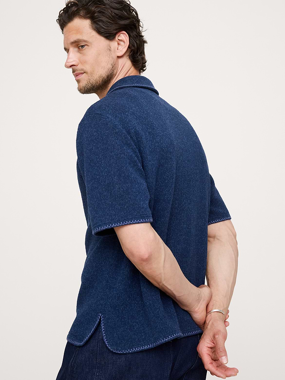 Marled Resort Shirt With Blanket Stitch