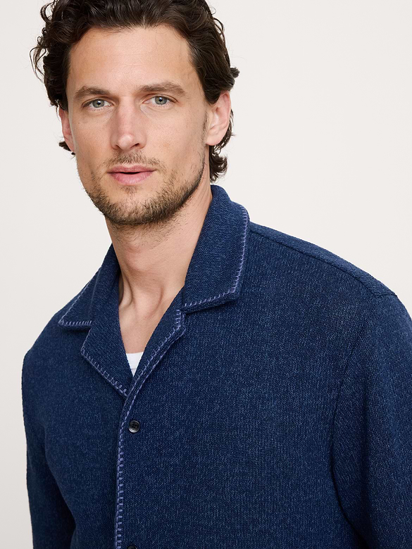 Marled Resort Shirt With Blanket Stitch