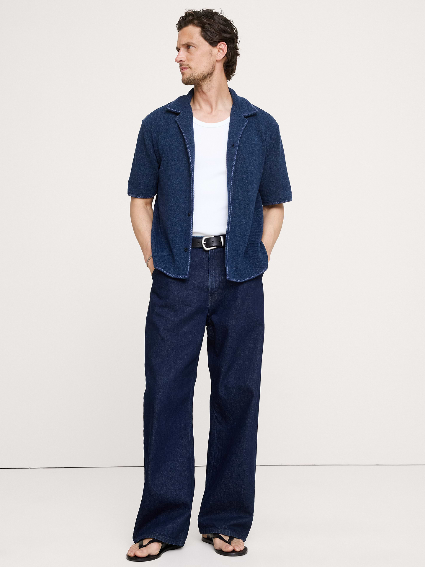 Image number 1 showing, Marled Resort Shirt With Blanket Stitch