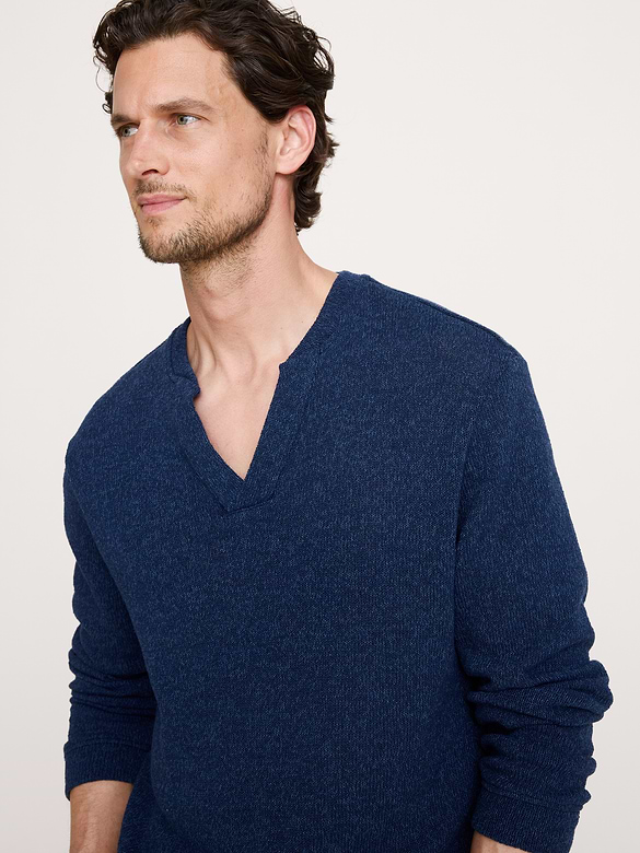 Marled Notch-Neck T-Shirt