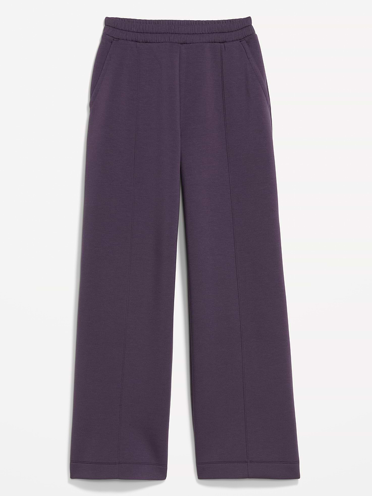 L'image numéro 6 présente Pantalon jambe large à taille haute en molleton qui reprend sa forme