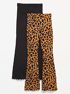 Image number 1 showing, Full-Length Flared Leggings 2-Pack for Girls