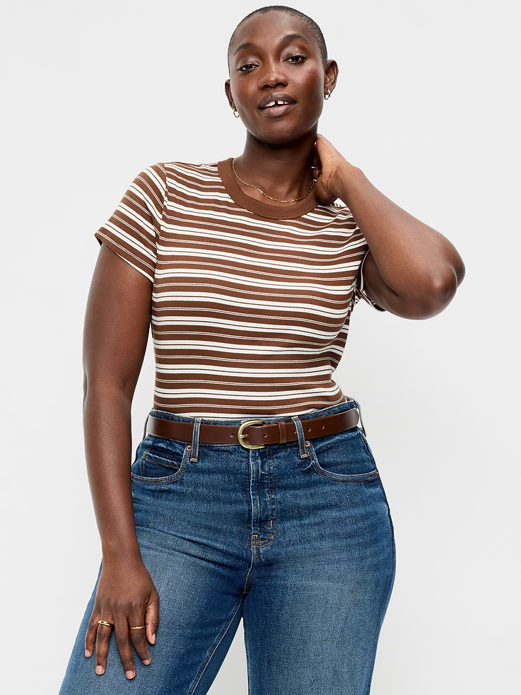 Image number 4 showing, Snug Crew-Neck Ribbed T-Shirt