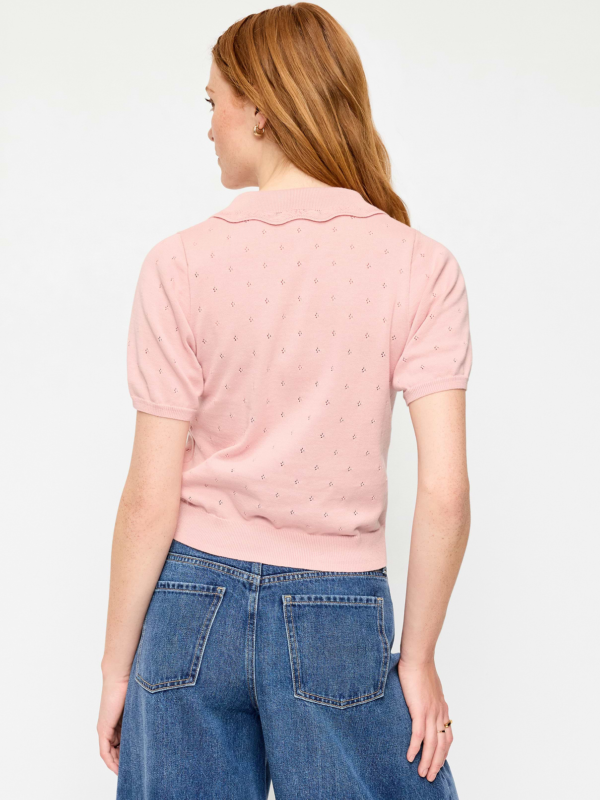 Image number 2 showing, Tie-Front Seaside Cotton Pointelle Cropped Polo