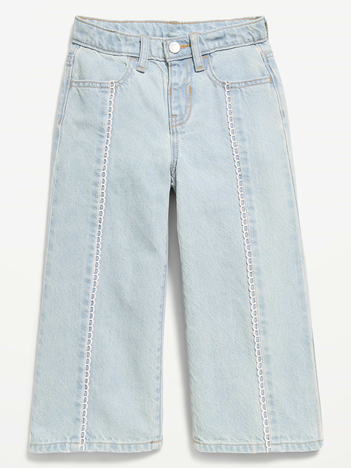 Image number 3 showing, Super Baggy Lace-Trim Wide-Leg Jeans for Toddler Girls