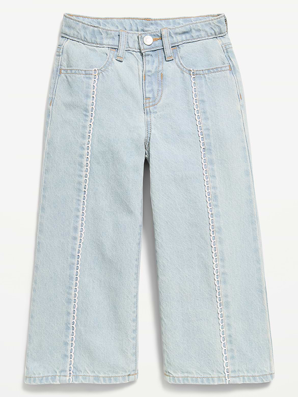 Super Baggy Lace-Trim Wide-Leg Jeans for Toddler Girls