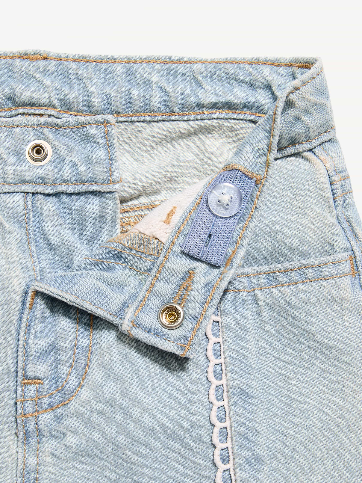 Image number 4 showing, Super Baggy Lace-Trim Wide-Leg Jeans for Toddler Girls