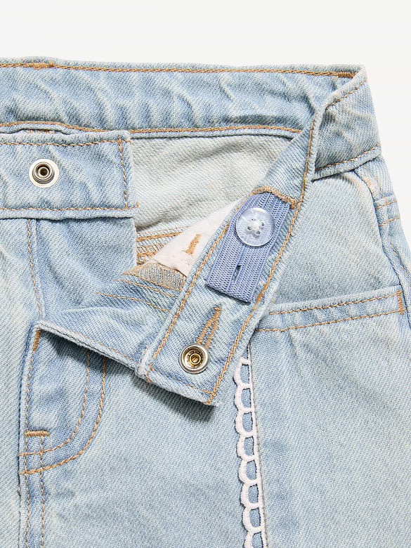 Super Baggy Lace-Trim Wide-Leg Jeans for Toddler Girls