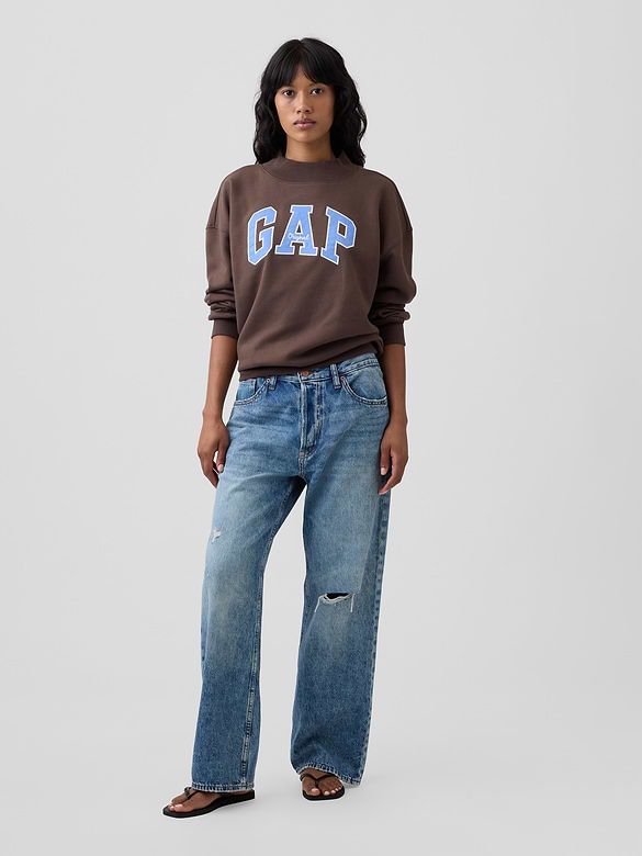 Oversized Gap Logo Mockneck Tunic Sweatshirt