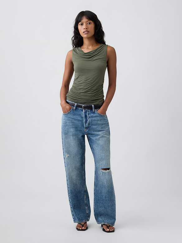Sleeveless Cowl-Neck Top