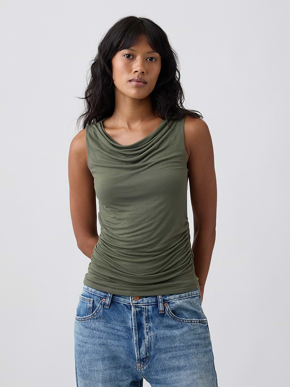 Sleeveless Cowl-Neck Top