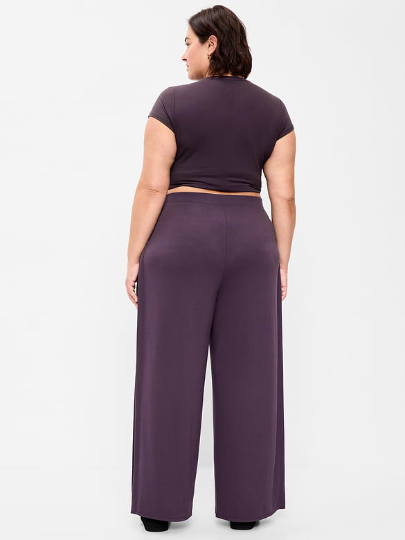 High-Waisted Bounce Lite Drapey Wide-Leg Pleated Pants