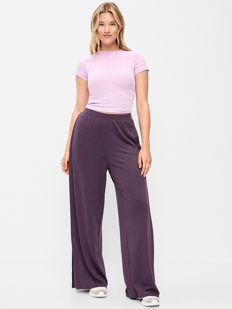 Image number 4 showing, High-Waisted Bounce Lite Drapey Wide-Leg Pleated Pants
