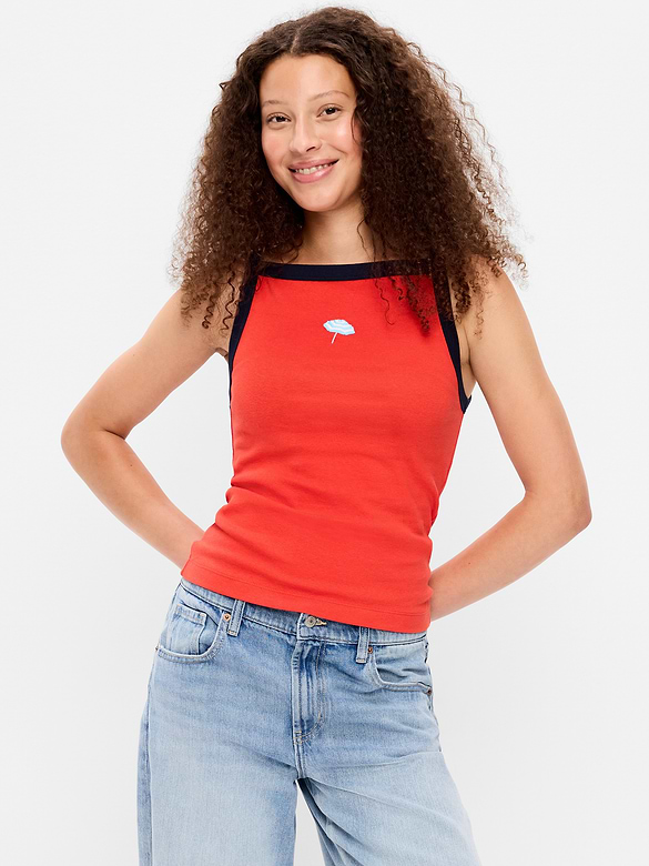 Camisole ajustée à encolure tablier.