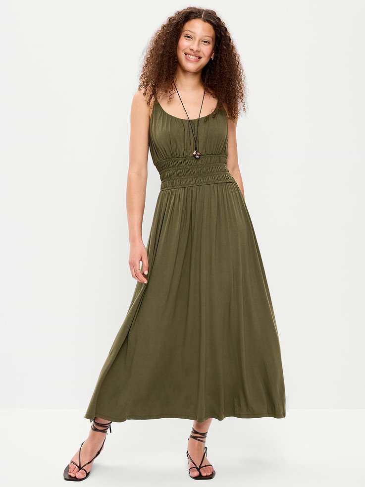 Image number 3 showing, Fit & Flare Jersey Smocked-Waist Midi Dress