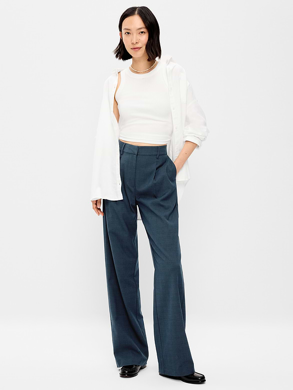 High-Waisted Taylor Trouser Wide-Leg Pants